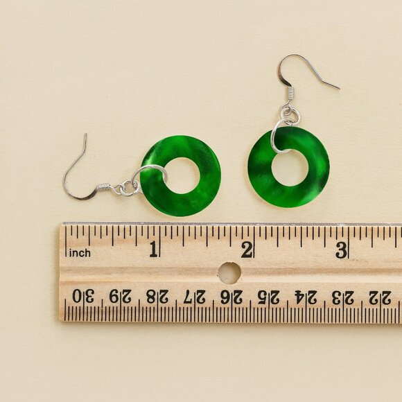 Recycled Vintage Emerald Beer Bottle Glass Hoop Earrings - Picture 6 of 6